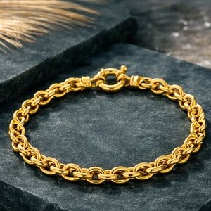 18K Yellow Gold Cable Chain Bracelet – 7.5” | Made in Italy | 7mm | 10g